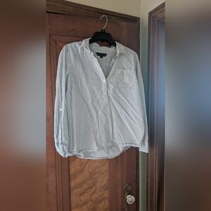 Men's Black and White Striped Shirt